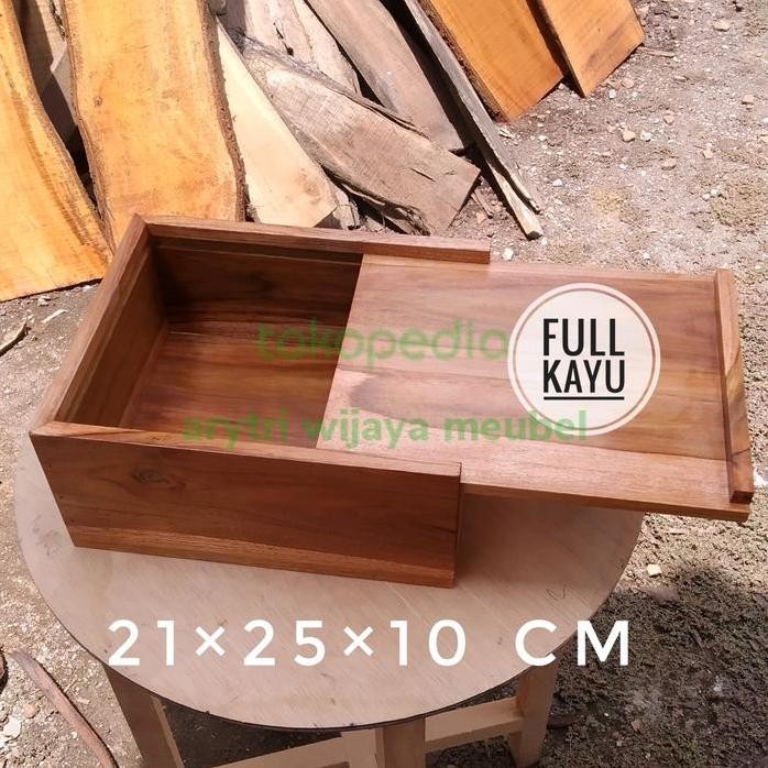 

Terlaris Wooden Storage Box Jati 212510 Cm Dengan Tutup Geser Full Kayu