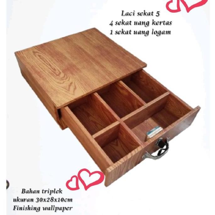 

Terlaris Laci Sekat 5 Laci Kasir Drawer Laci Penyimpanan Uang 30X28X10 Free 2 Kunci