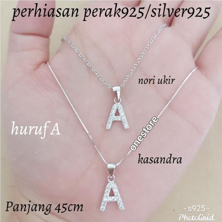 sfI KALUNG PERAK 925 SILVER 925 ASLI LAPIS EMAS PUTIH KALUNG HURUF ,INISIAL, ABJAD KLGB AST