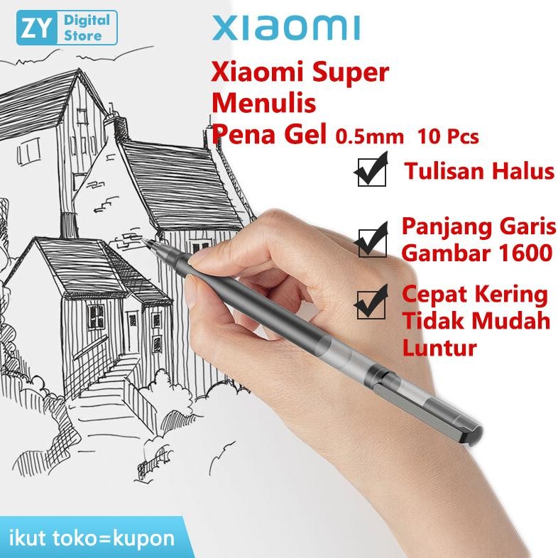 

Xiaomi Mijia Gel Pen 0.5mm 10pcs Hitam Merah Berwarna-Warni Pulpen Tanda Penulisan Halus Tahan Lama