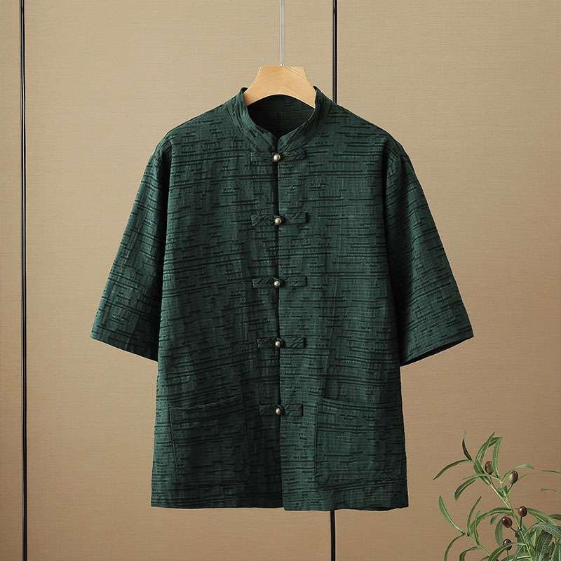 Kemeja Linen Gaya Cina Baru Pria/Pakaian Tradisional Tiongkok/Hanfu