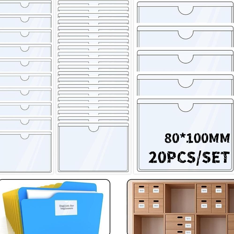 

20 PCS/SET 80*100MM Label Harga Nama Produk Self Adhesive Card Price Tag Holder Label Holder Mika Label Harga Tempat Lebel Harga Self Adhesive Label Holder AST
