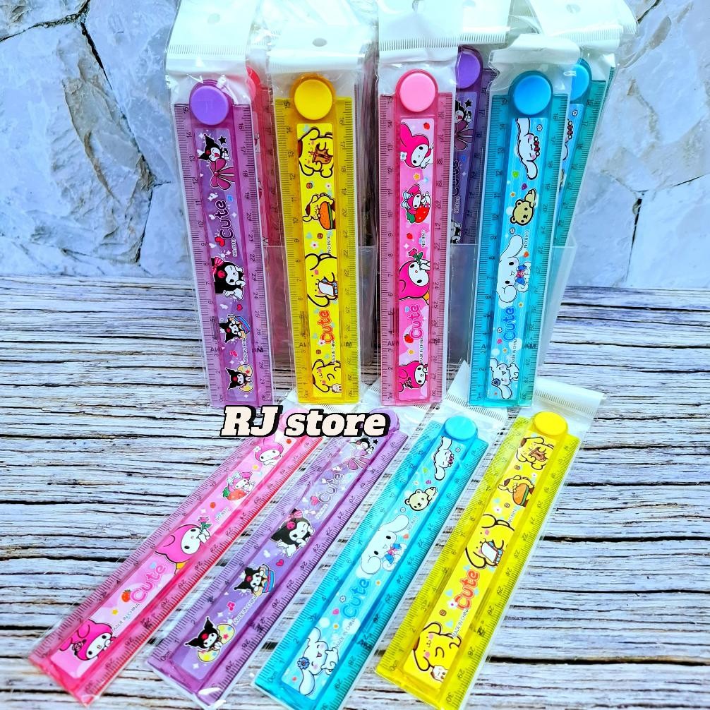 

[ISI 12 PCS] penggaris bisa di lipat 30cm/garisan lipat karakter AST