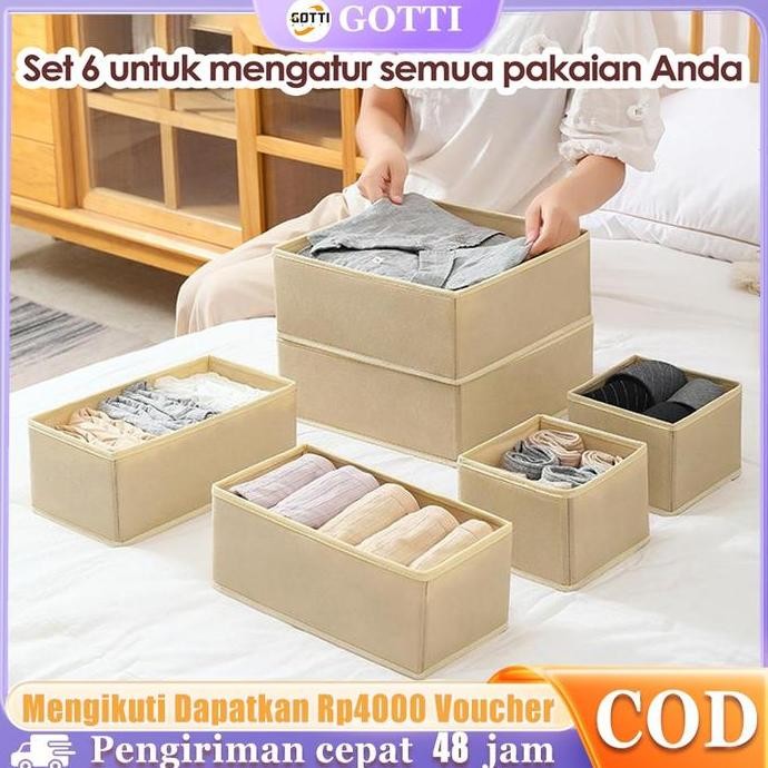 

Terlaris 6Pcs Storage Box Pakaian Lemari Tempat Penyimpanan Baju Celana Kotak Organizer Laci Lemari Multifungsi