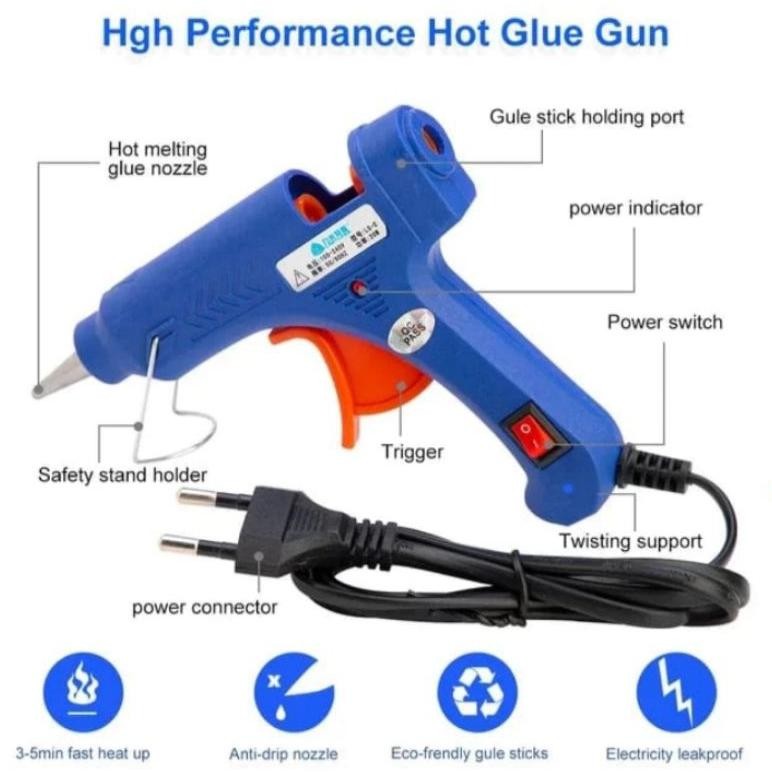 

Paket Alat Lem Tembak Biru 20 watt Refill 2pcs Glue Gun 20w AST
