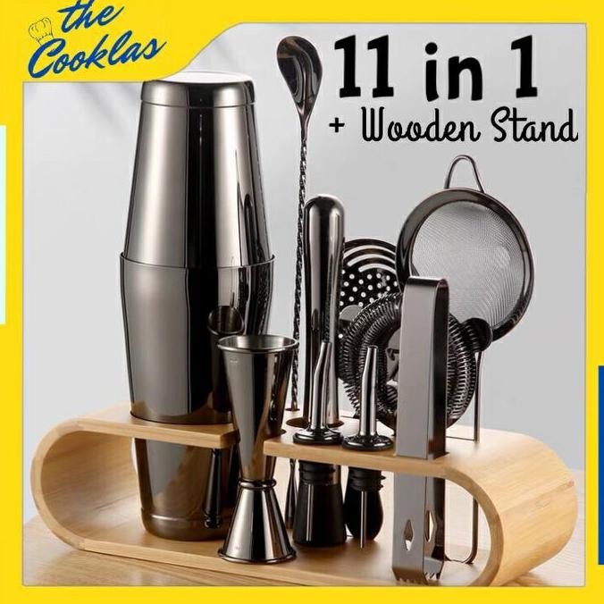 11 IN 1 COCKTAIL BOSTON SHAKER SET PREMIUM BARTENDER TOOLS SHAKER SET ORIGINAL DAN TERPERCAYA