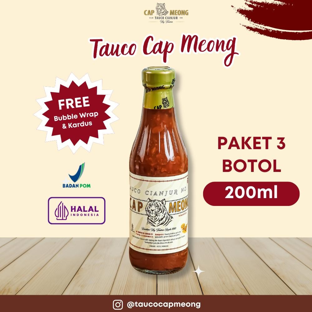 

Paket 3 Botol Tauco Cap Meong Nyonya Tasma (Isi 200 Ml) | TAUCO NO.1ASLI CIANJUR