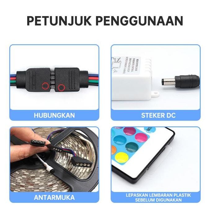 Lampu LED Strip 2835 RGB 5Meter Strip LED Komplit Adaptor Remote Warna