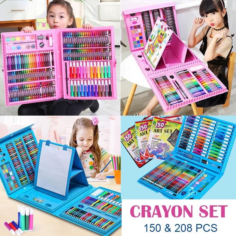 

Crayon Set Anak Pensil Warna 150pc 208pc Set Krayon Spidol Gambar Mewarnai Anak AST