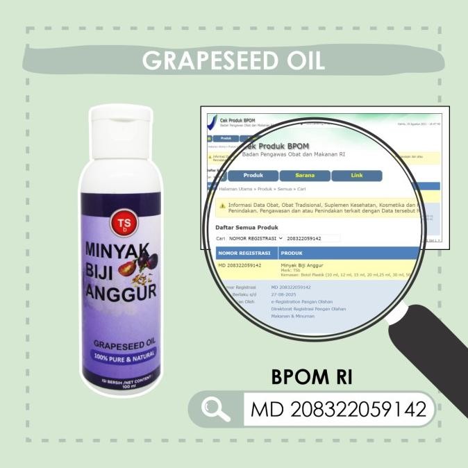 

TSb Minyak Biji Anggur / Grapeseed Oil - Food Grade - Unrined - Cold Pressed 100ml