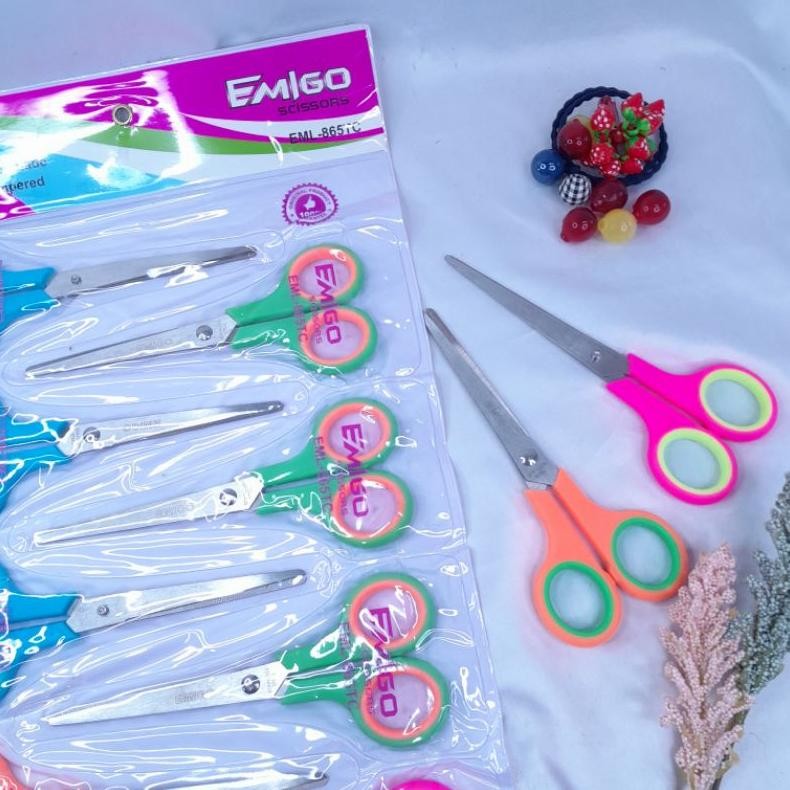 

12pcs Gunting Emigo Sedang EML-865TC Kemasan Renceng Grosir AST