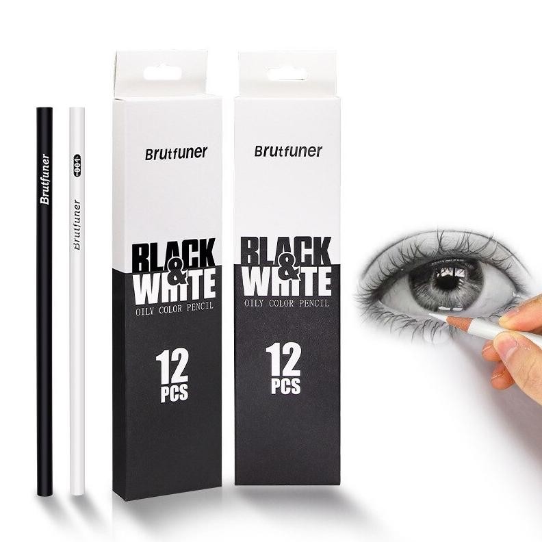 

Pensil Warna Black & White Brutfuner 12 Pcs / 12 Pensil Sketsa Hitam & Putih AST