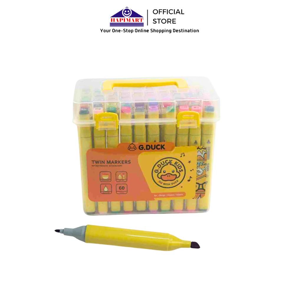 

G.Duck Children's Marker Set for Doodling & Painting with 60 Colors/Spidol Dual Side Fine Art Marker Brush Double Tip 1.0mm 6.0mm AST