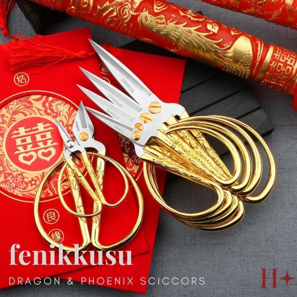 

H Fenikkusu Gunting Emas Dragon Phoenix Gunting Sangjit Gunting Kain Benang Sulam Serbaguna AST