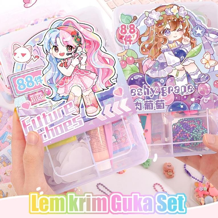 

Lem krim Guka Set DIY Keychain Set Kartun Sticker Gantungan Kunci Akrilik AST