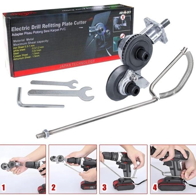 

Adaptor Adapter Converter Bor Pemotong Potong Gunting Seng Plat Besi Logam Electric Drill Plate Cutter AST