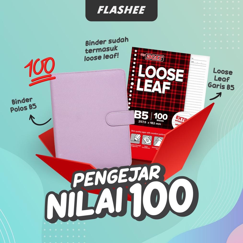 

Flashee Paket Binder B5 26 Ring Sudah Termasuk Loose Leaf 100 Lembar Paket Agenda Pengejar Nilai 100 AST