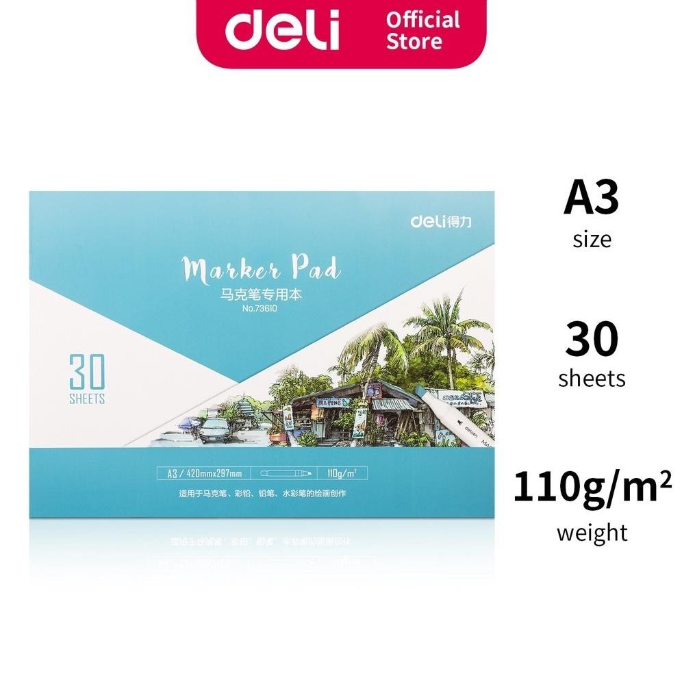 

Deli Buku Gambar / Sketchbook / Marker Pad untuk Spidol 30 Warna A3 - 73610 AST
