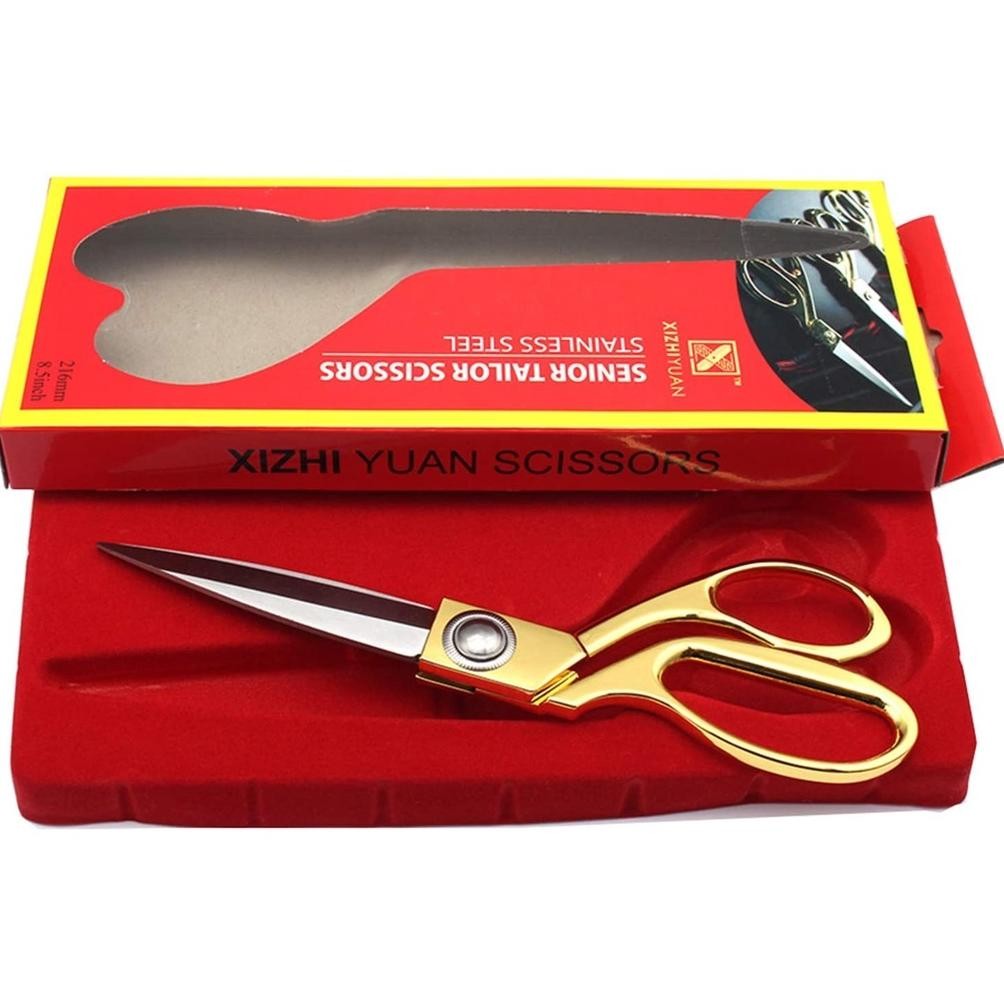 

Gunting Kain / Bahan Luxury QIUDISI Gagang Emas 10,5 Inch Gunting Bahan Kain / Gunting Potong Bahan Kain /Tailor Scissors Textile Scissors AST