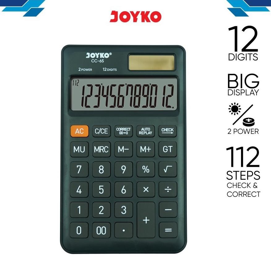 

Kalkulator Saku JOYKO CC 65 Cek Koreksi - Pocket Calkulator 12 Digits CC65 Big Display AST