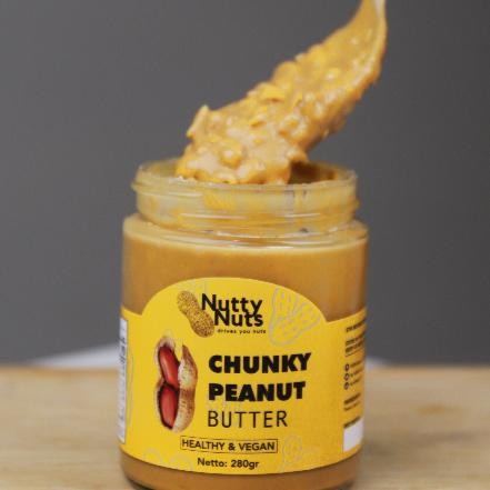 

Natural Chunky Peanut Butter 280Gr Nuttynuts Selai Kacang Dan Sehat