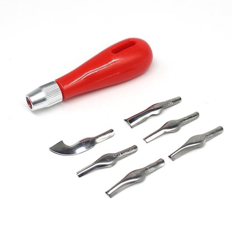 

6pcs Lino Carving Tools Lino Cutter Set Alat Ukir Pahat Ukir Lino AST