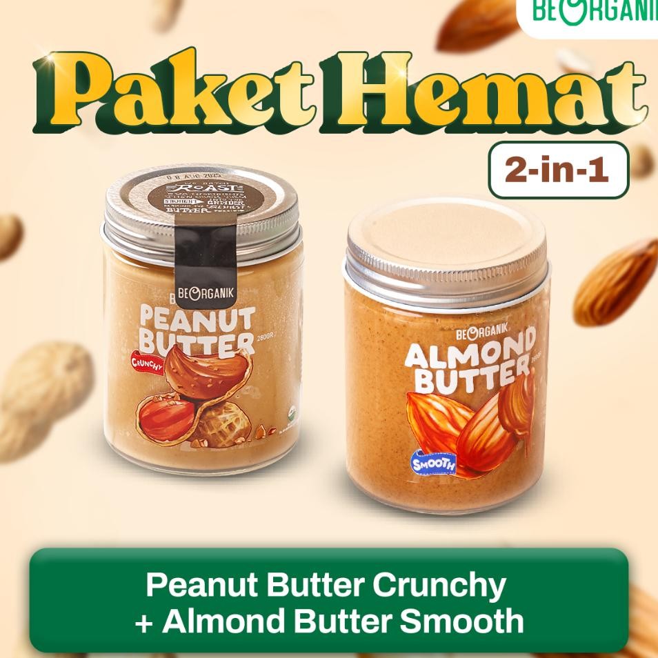 

Beorganik Peanut Almond Butter Paage Paket Hemat 2 In 1 Selai Kacang Almond Gluten Free