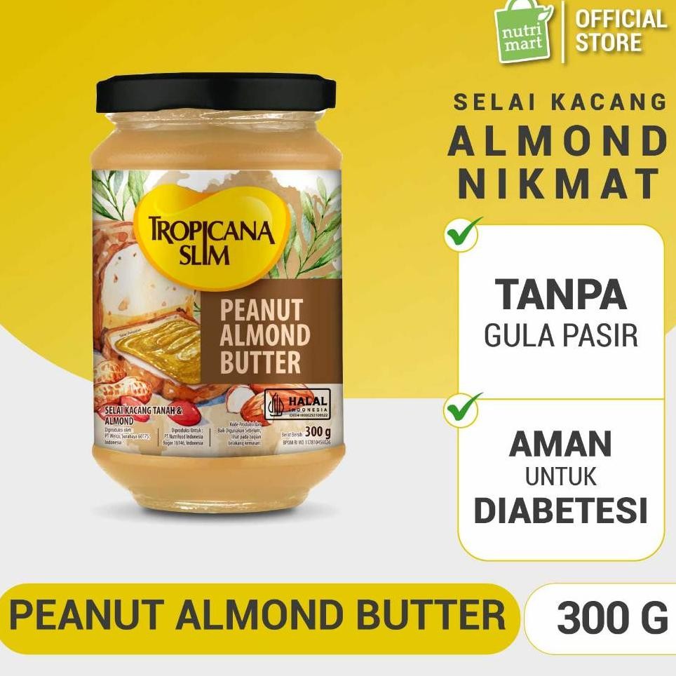 

Slim Peanut Almond Butter Spread Jam 300 Gram Selai Kacang Almond Nikmat Tanpa Gula Pasir