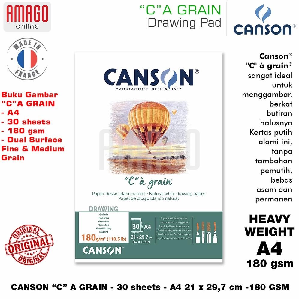 

Buku CANSON C A Grain - 180 gsm - 30 sheets - A4 - 21 x 29,7 cm - Dual Surface - Pad - 400060577 AST