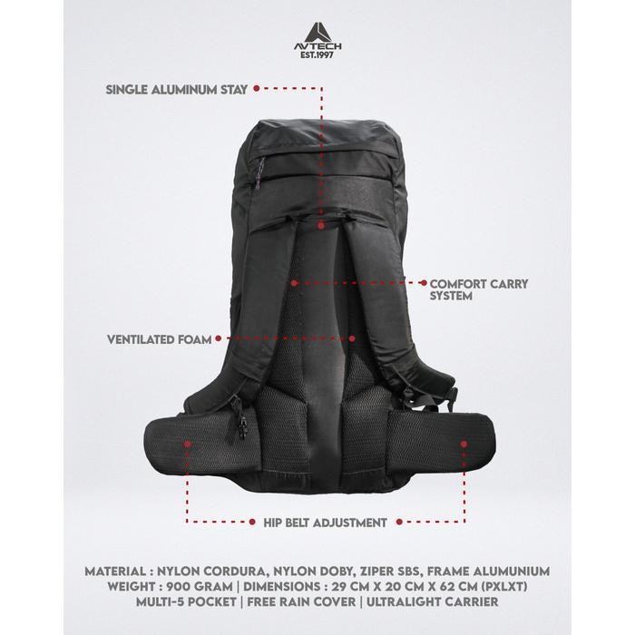 Avtech - Tas Ransel Carrier Gunung Backpack Hiking Camping Outdoor Travel Trekking 45 Liter - Malabo