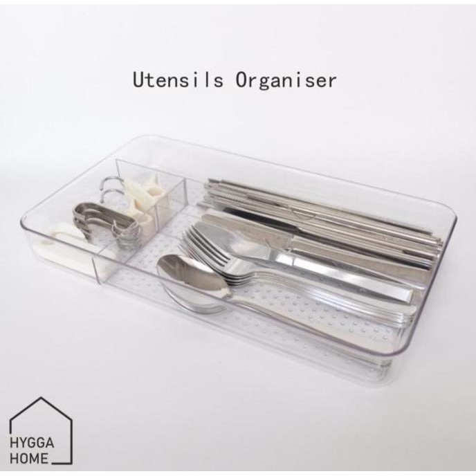 

Terlaris Transparent Utensils Organiser For Drawer / Tempat Sendok Di Sorogan