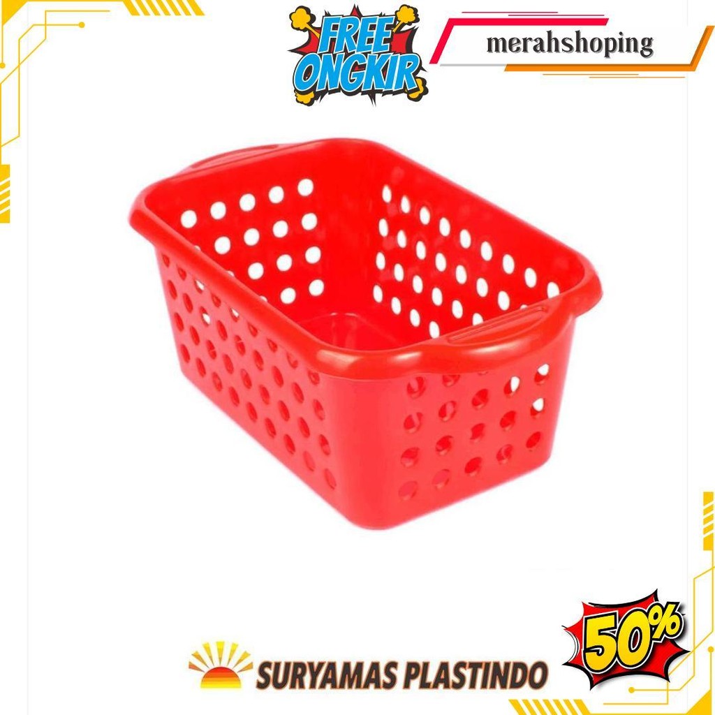 Keranjang Buah Sayur Plastik Persegi Kecil Serbaguna A2 Cod