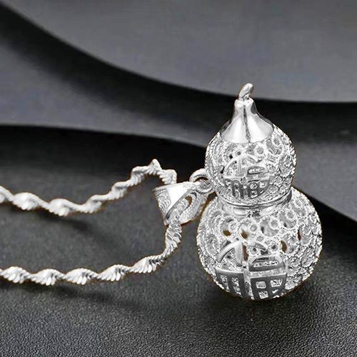 999Kalung Perak Murni untuk Wanita, Liontin Labu Seribu Perak Murni, Kekayaan dan Keberuntungan