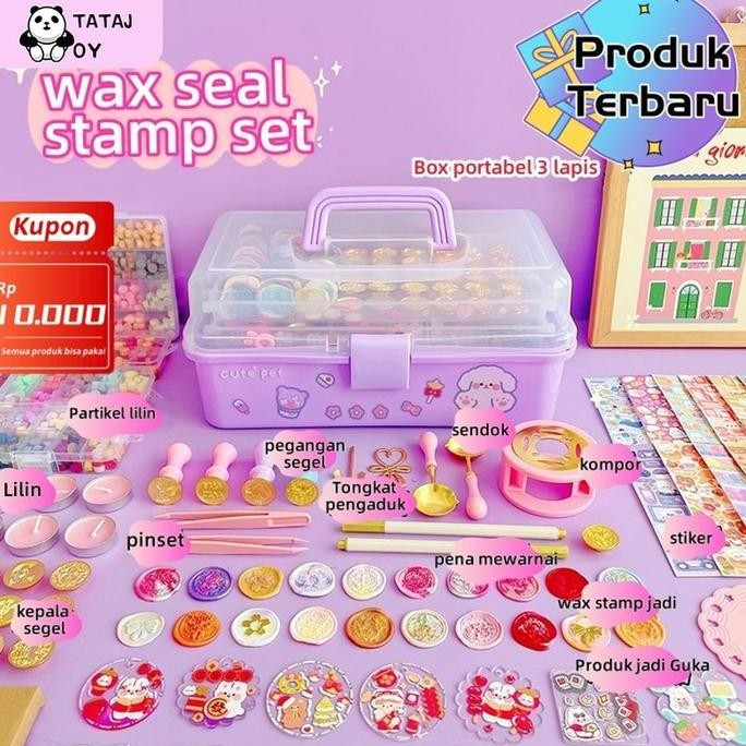 

Terlaris 2-In-1 DIY Kunci Akrilik Set+Seal Wax Stamp Segel Lilin Wax Stamp Set SALE