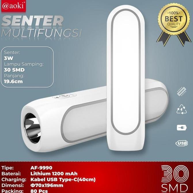 HOT PROMO Aoki Lampu Emergency Mini LED 20SMD + Senter 1W AK-9989