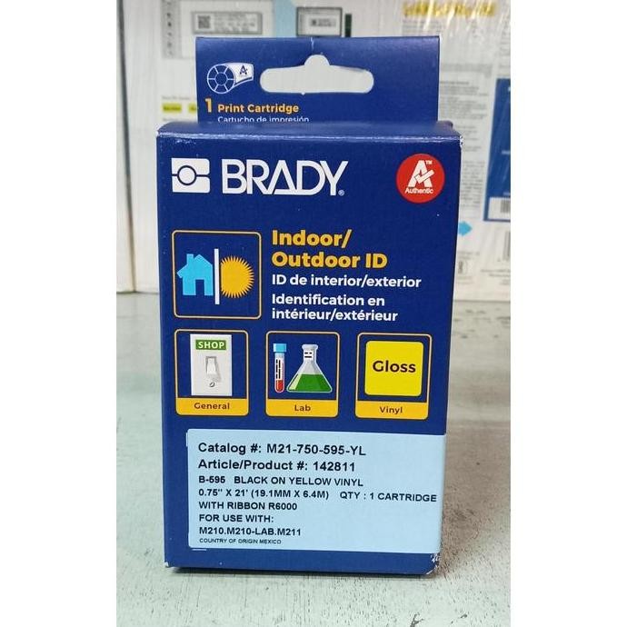 

Tape Label Brady Vinyl 19Mm Black On Yellow M21-750- 595-Yl/Stiker New Stok