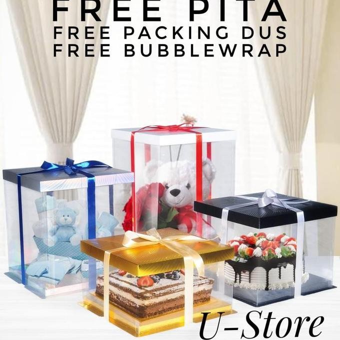 

Cake Box Mika Dus Kue Kotak Kue Box Mika Gift Box Kotak Kado Kotak Hantaran Mika Pet Transparant 26X26 Cm Cocok Untuk 25 Cm