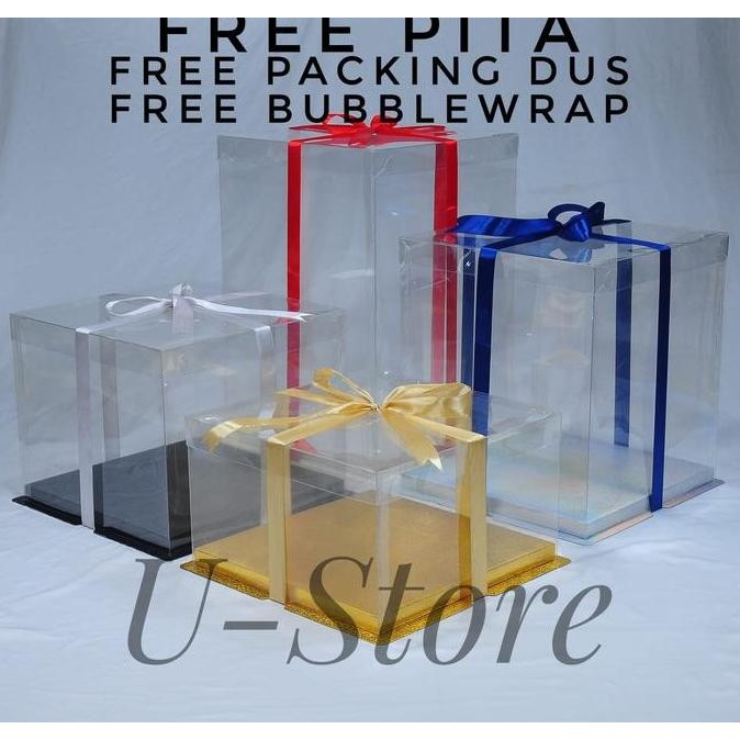 

Cake Box Mika Dus Kotak Kue 26 X 26 Cm Tutup Transparant Pet Box Mika Gift Box Kotak Kado Kotak Hadiah Hampers Hantaran
