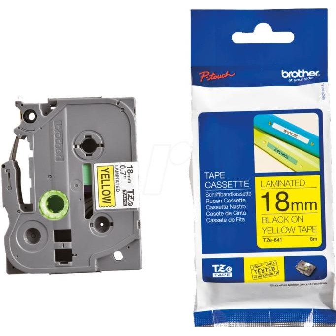 

Label Tape Cassete Brother Tze-641 18 Mm Black On Yellow New Stok