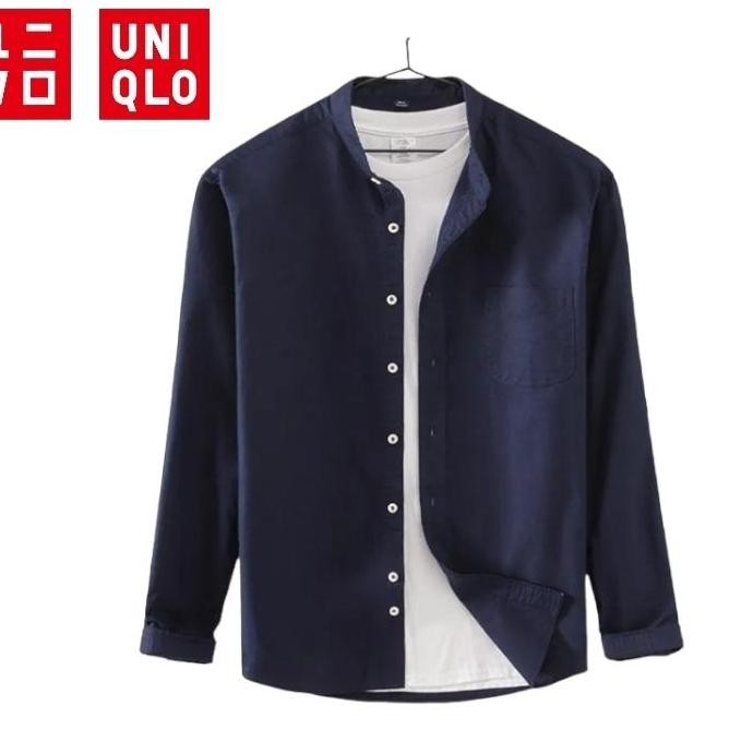 Uniqlo Kemeja Pria Lengan Panjang Kerah Shanghai Casual Slimfit (Best Quality)