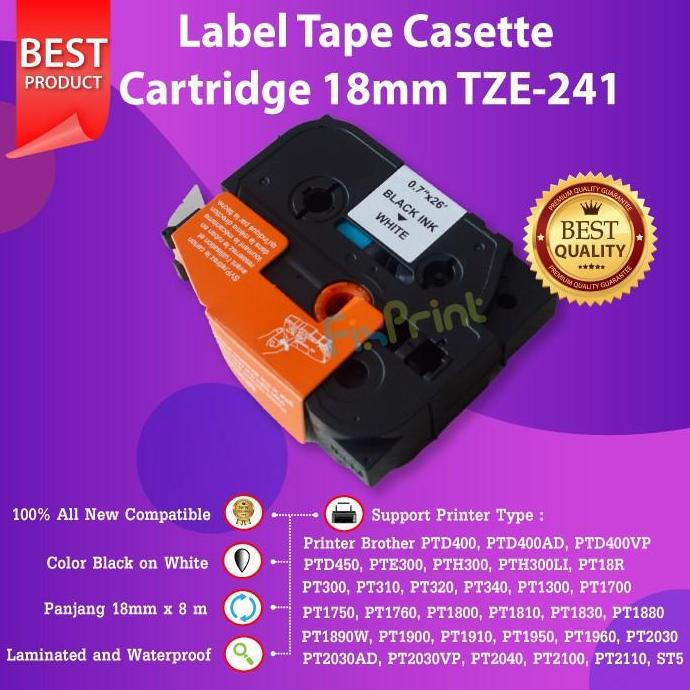 

Label Tape Tze-241 18Mm Black On White Pte300 E550W E800T E850 New Stok