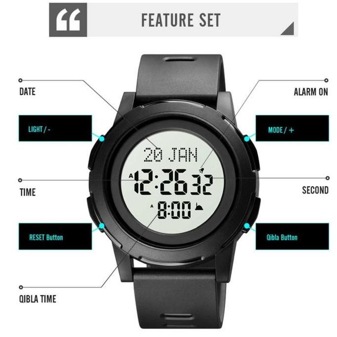 Sale Jam Tangan Pria Muslim Adzan Penunjuk Arah Qiblat Digital Men'S Watch