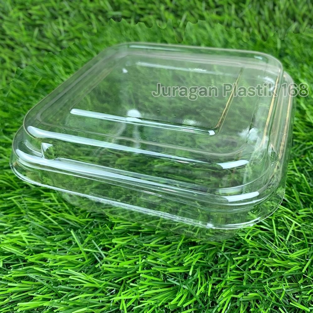 Ready (Isi 50) Mika Plastik 350Ml Square Kotak Persegi / Mika Kotak Buah 350 Ml
