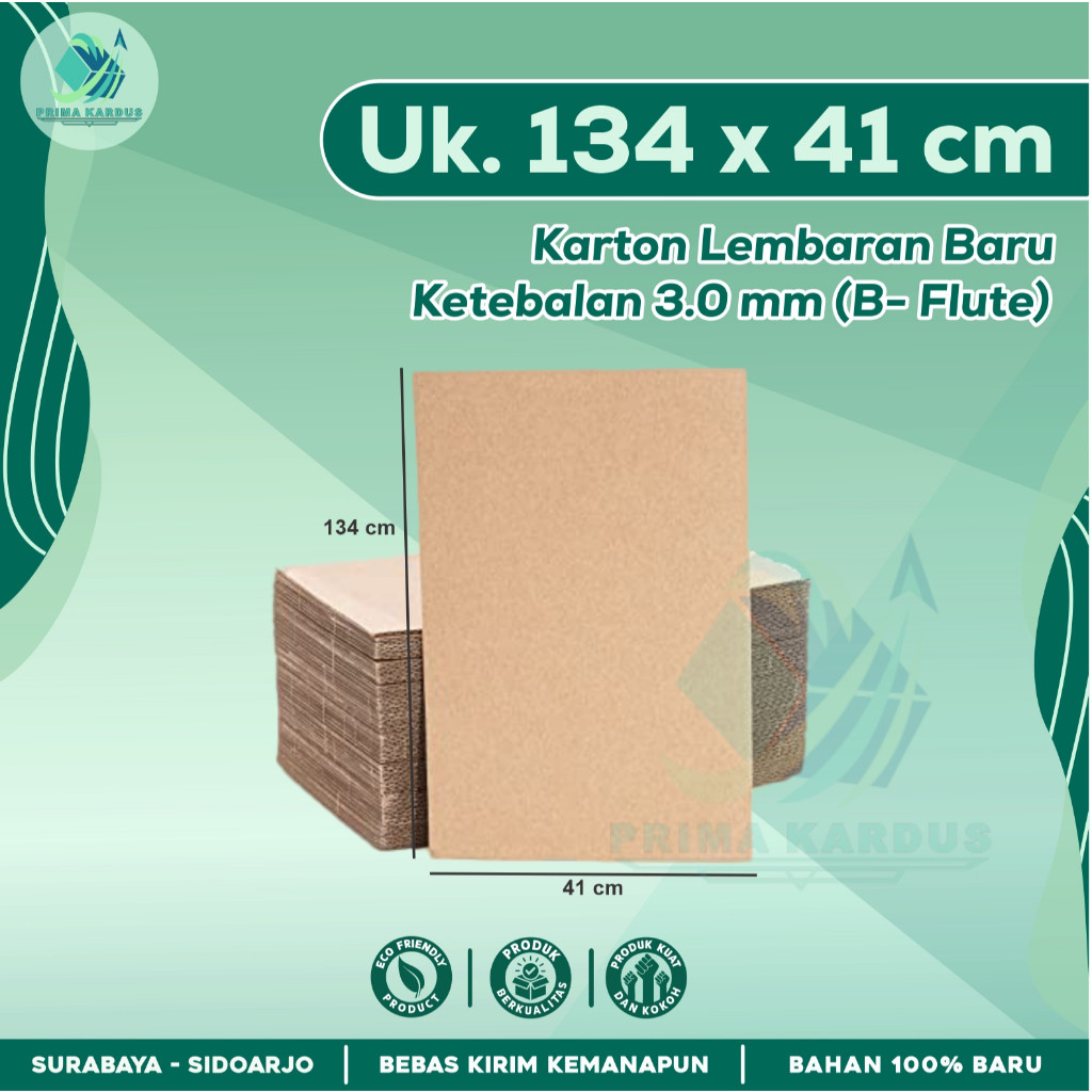 

Kardus / Karton Lembaran Ukuran 134x41 cm | B-Flute ± 3mm Single Wall |