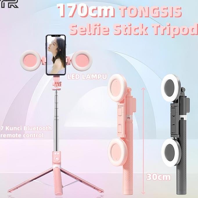 Tersedia Trbest BISA COD 170CM Tongsis Tripod lampu LED Gimbal Stabilizer Bluetooth Selfie Stick Rem