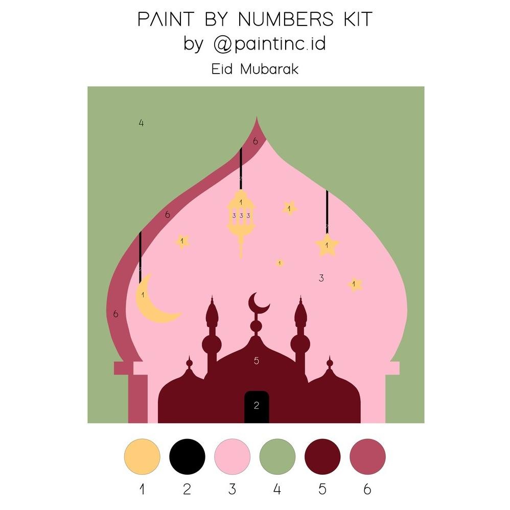 

Paint by Numbers Kit: Eid Mubarak | Paint Inc. ID | Painting Kit | Paint by Number | Gifts | Lebaran AST