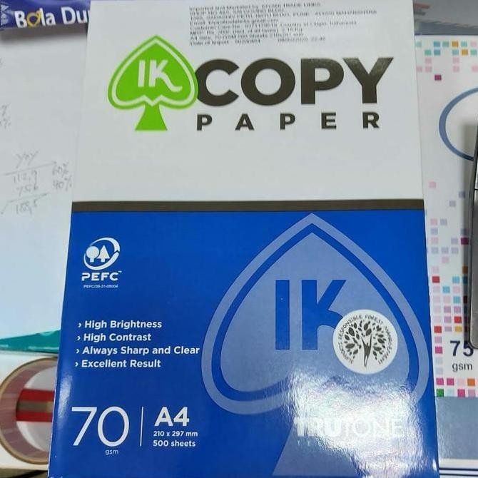 

BEBAS ONGKIR - Kertas HVS Fotokopi IK Copy Paper A4 70gr per dus isi 5 rim