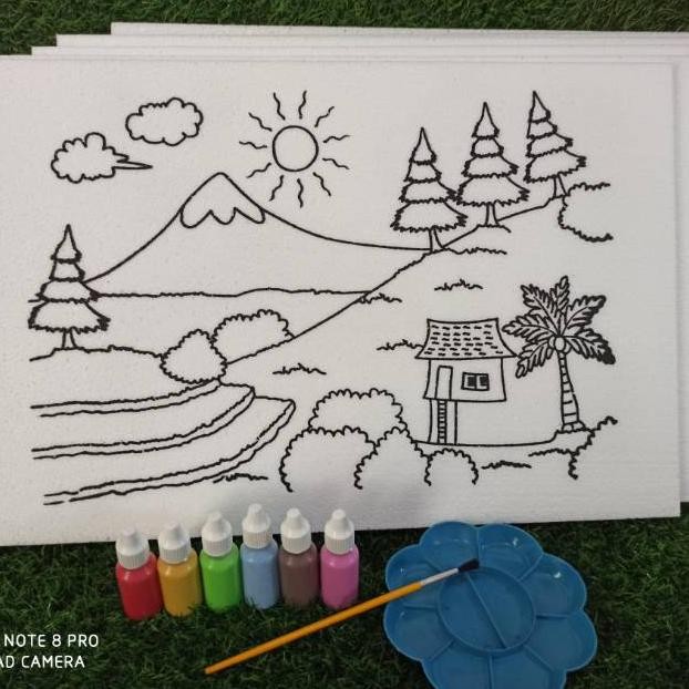 

(bayar di tempat) Alat melukis dan mewarnai 1 paket 6 gambar dan alat lukis ya AST