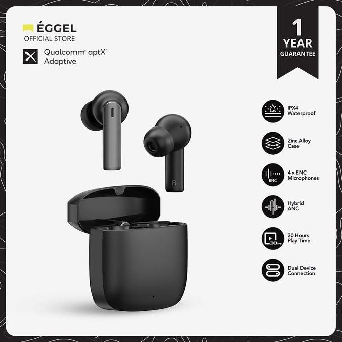 TERMURAH - Eggel SteelBuds Pro AptX Adaptive Hybrid ANC + ENC TWS Bluetooth Earphone