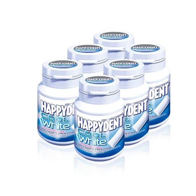 

Happydent Cool White Bottle 61.6G - Permen Karet Rasa Mint (6 Bottles)